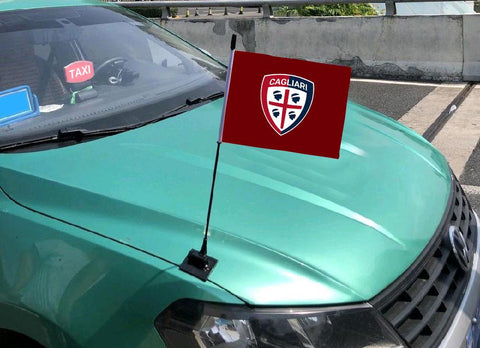 Cagliari Serie A Bandiera sul cofano dell'auto